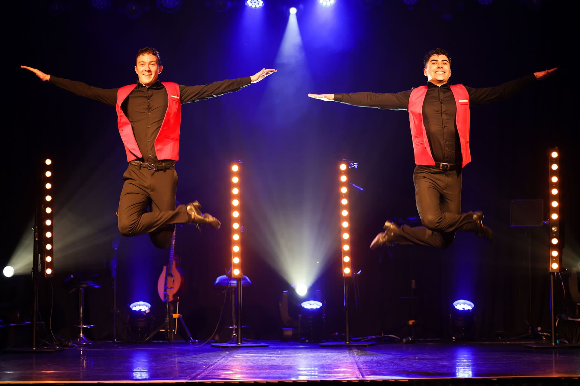 Dara and Ronan take flight during performance.